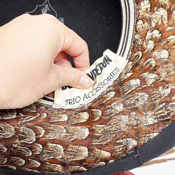 Vintage Don Anderson for Trio Accessories Feather PeachFelt Wool Bowler Hat - Picture 12 of 12